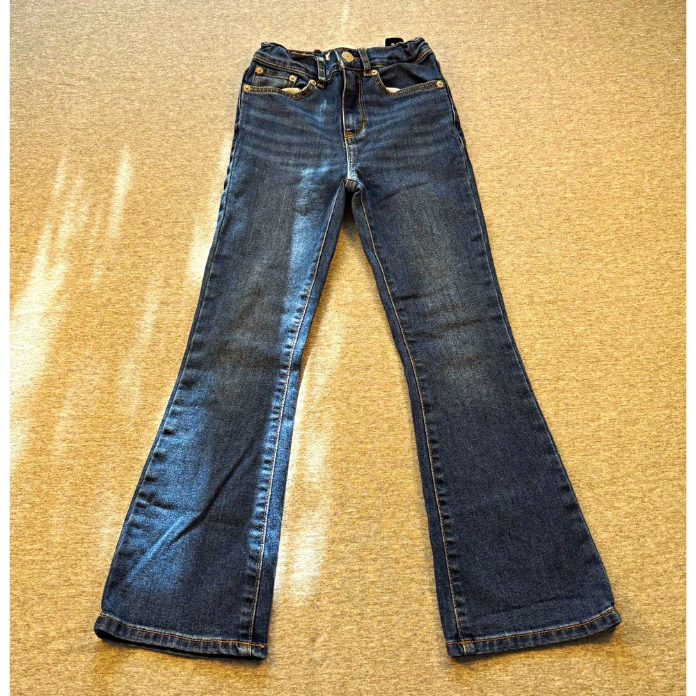 Levi's 726 Flare Girls Jeans Adjustable Waist Stretch Blue Denim Size 7